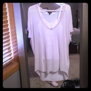 See through gauze-y baby pink top